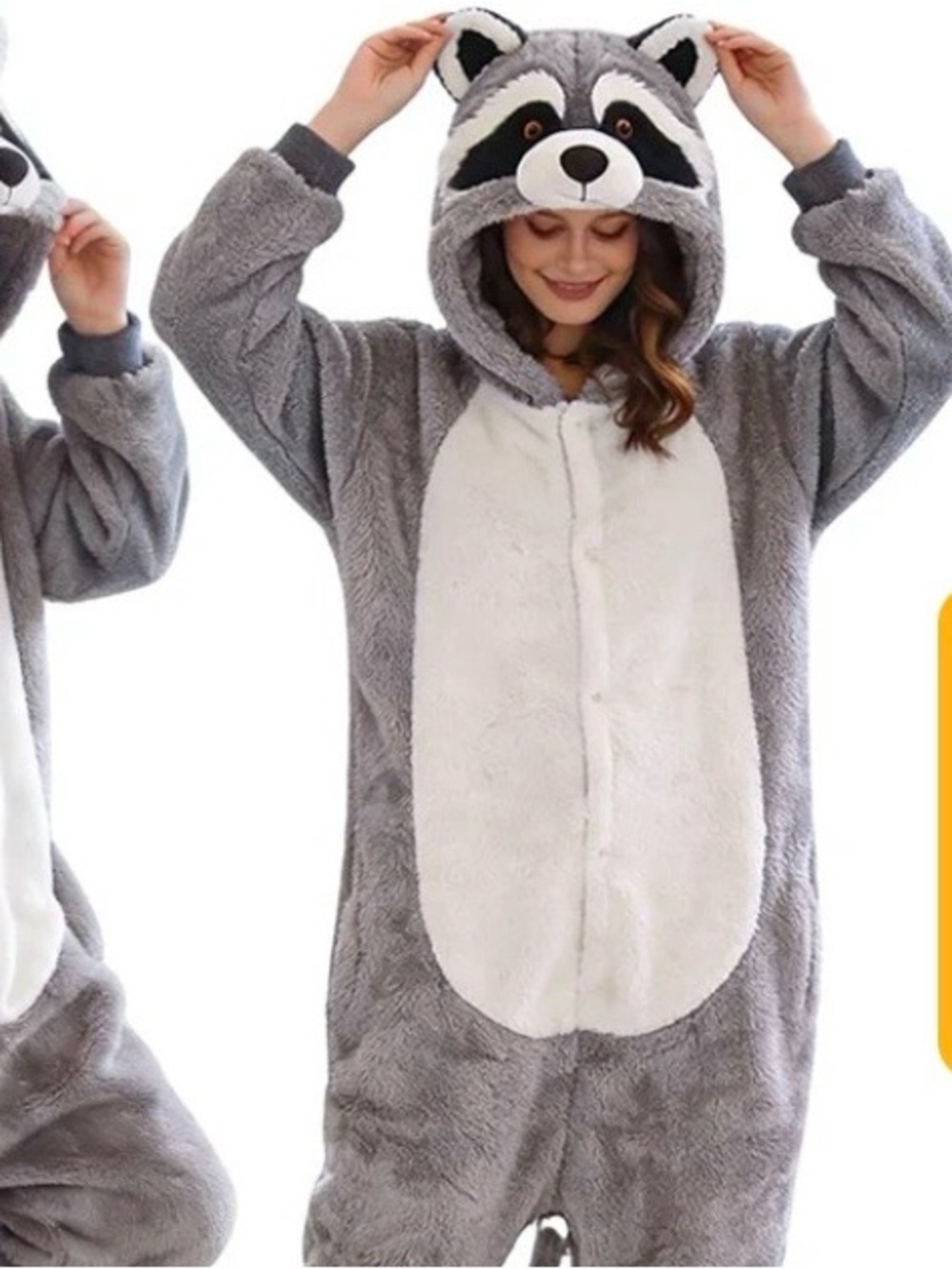 Young Adult Cozy Hooded One-Piece Footie in Light Beige